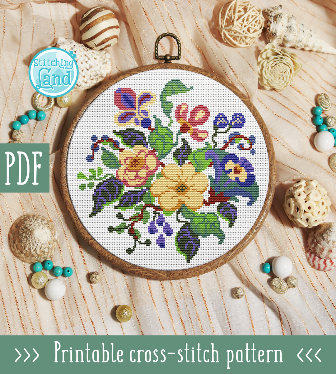 Wild Flowers Cross Stitch Pattern