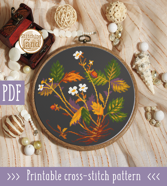 Wild Strawberry Cross Stitch Pattern