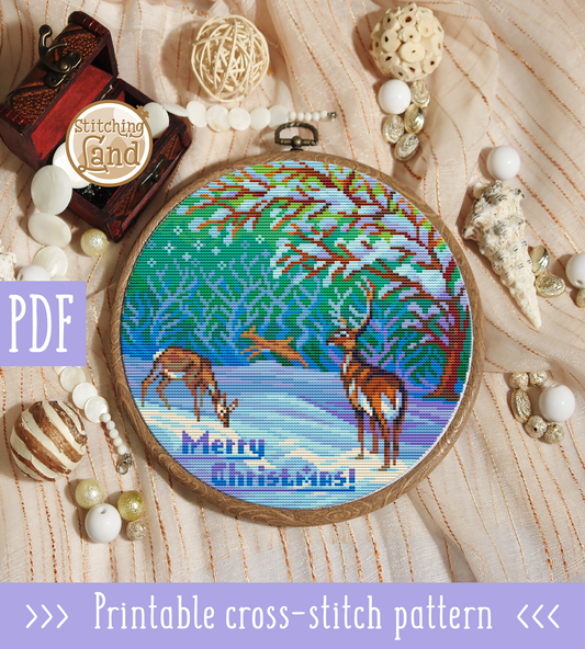 Winter Deer Cross Stitch Pattern