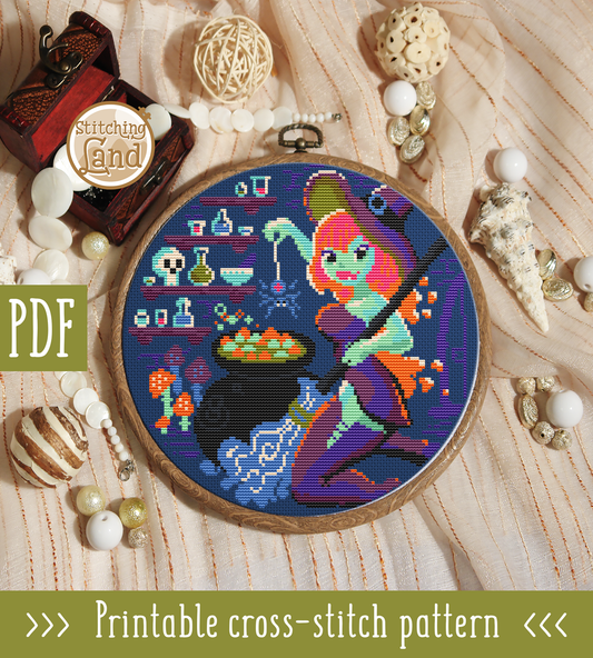 Witch III Cross Stitch Pattern
