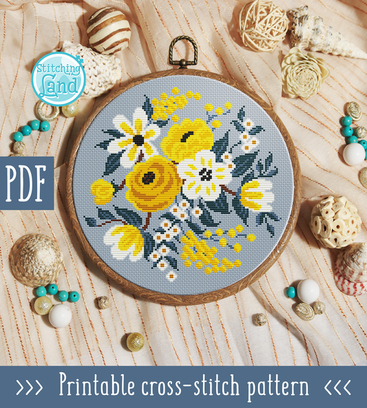 Yellow Flower II Cross Stitch Pattern