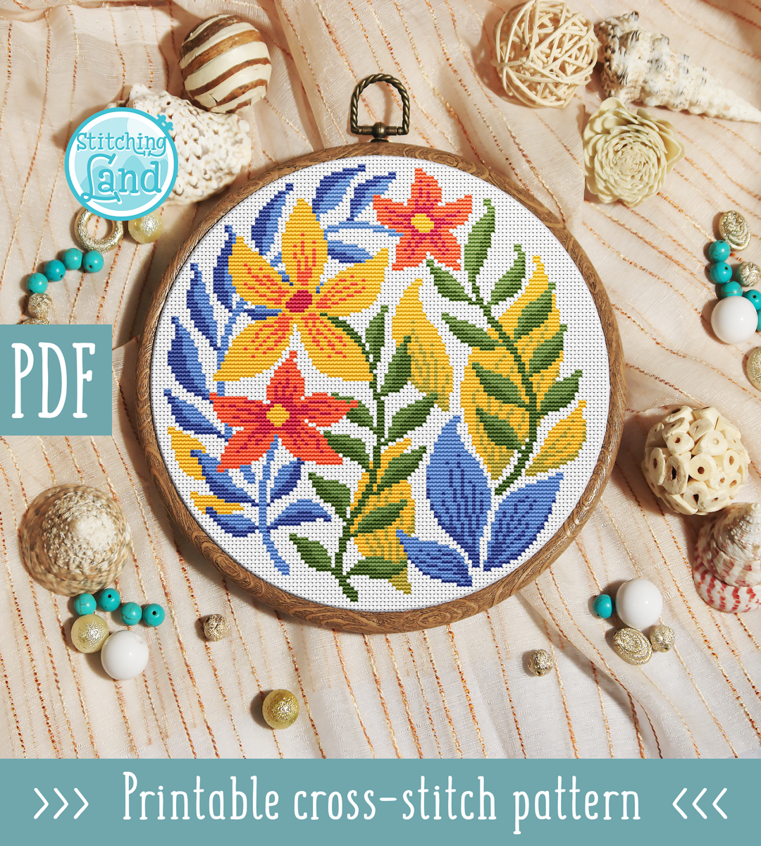 Yellow Flowers Cross Stitch Pattern