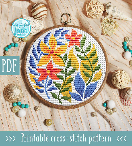 Yellow Flowers Cross Stitch Pattern