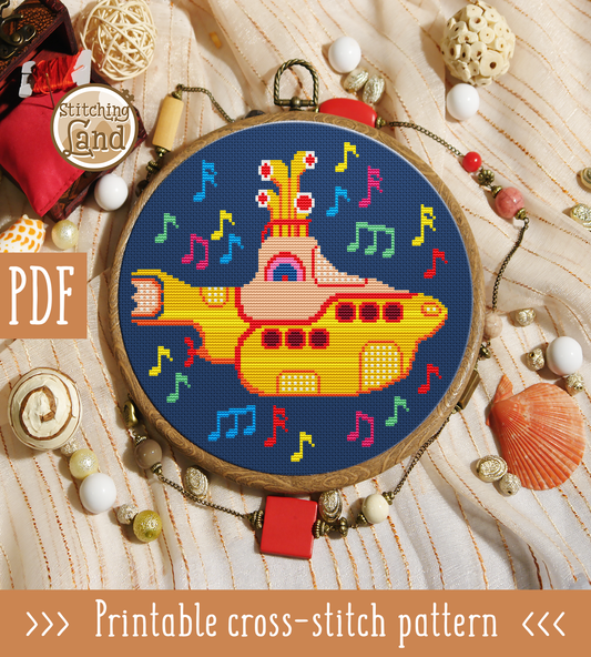 Submarine Cross Stitch Pattern