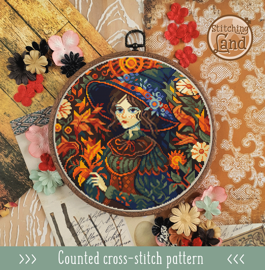 Young Sorceress Cross Stitch Pattern
