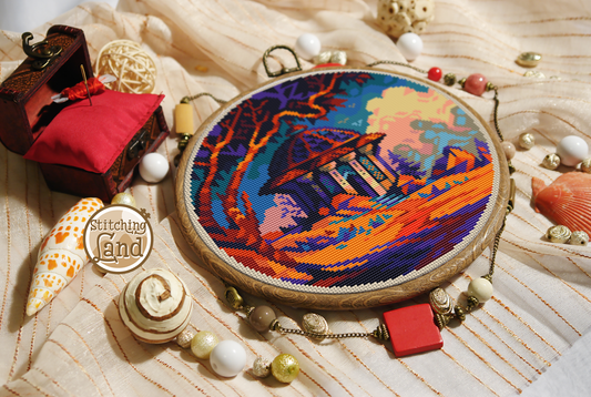 Ancient Temple Cross Stitch Pattern