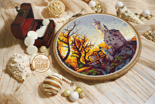 Autumn Castle Cross Stitch Pattern