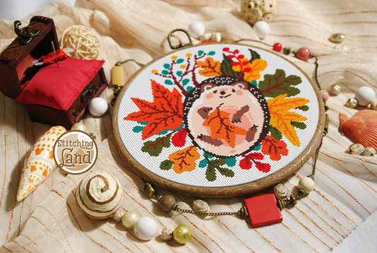 Autumn Hedgehog Cross Stitch Pattern