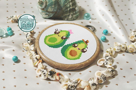 Avocado Twins Cross Stitch Pattern