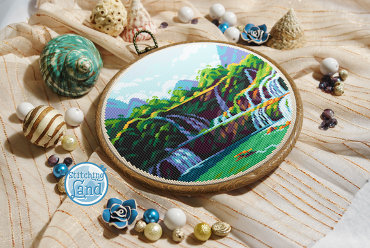 Ban Gioc Falls Cross Stitch Pattern