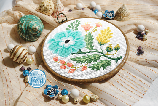 Blue Flower Cross Stitch Pattern