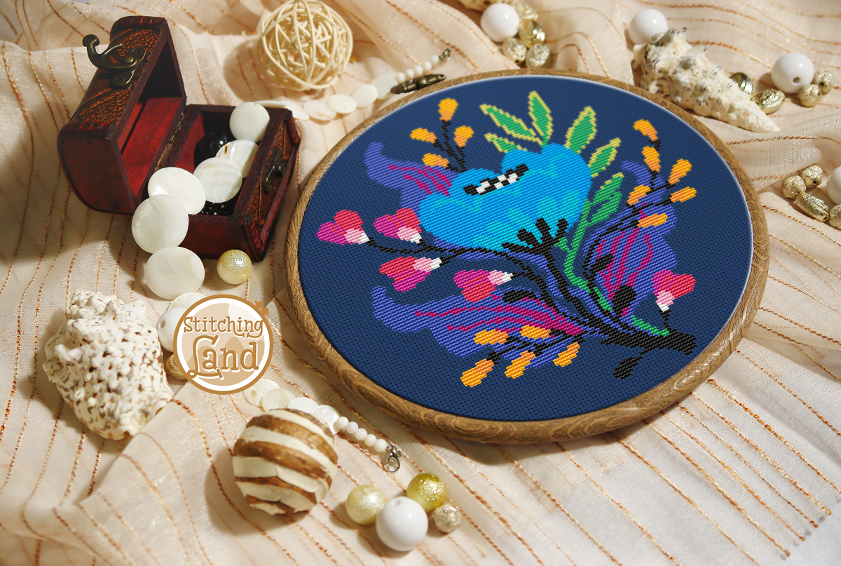 Blue Flower III Cross Stitch Pattern