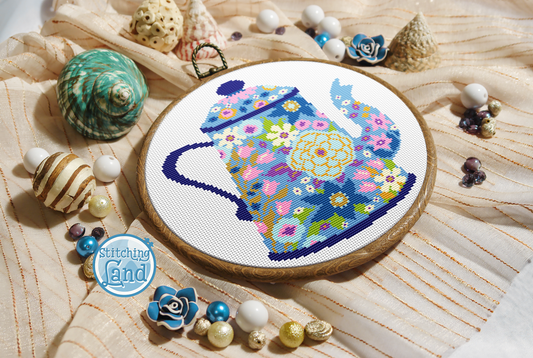 Blue Teapot Cross Stitch Pattern