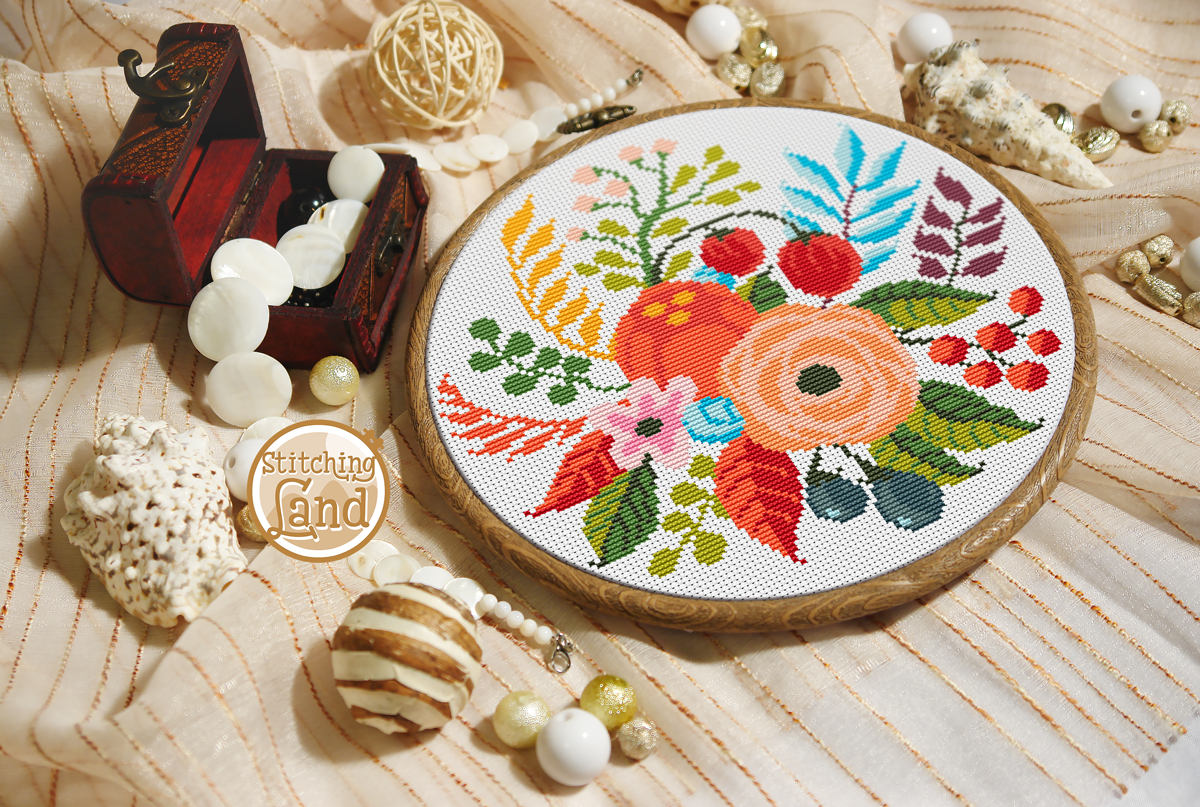 Bouquet Flowers II Cross Stitch Pattern