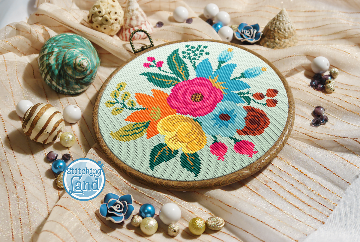 Bouquet Flowers III Cross Stitch Pattern