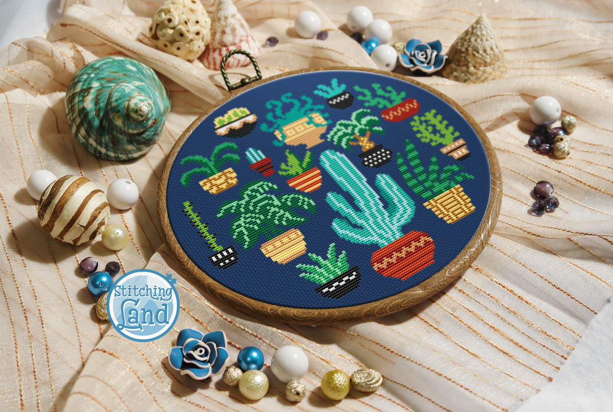 Cactuses Cross Stitch Pattern