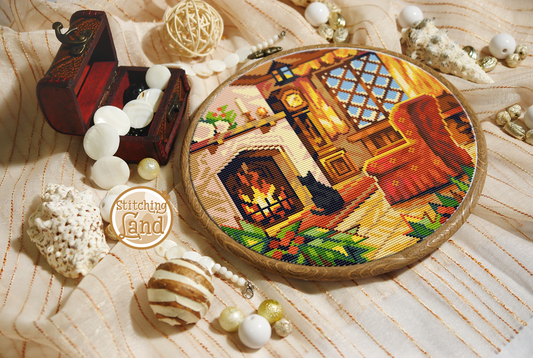 Christmas Fireplace Cross Stitch Pattern