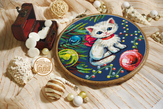 Christmas Kitten Cross Stitch Pattern