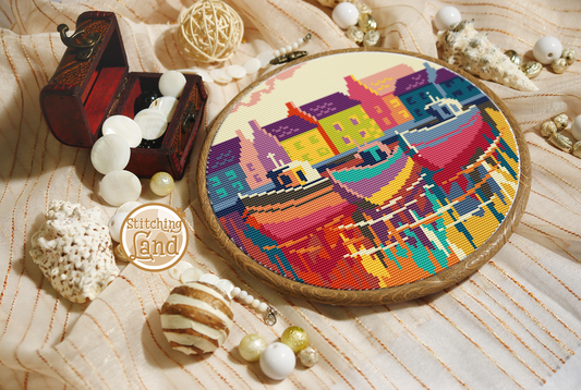 Colorful Boats Cross Stitch Pattern