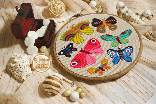 Colorful Butterflies Cross Stitch Pattern
