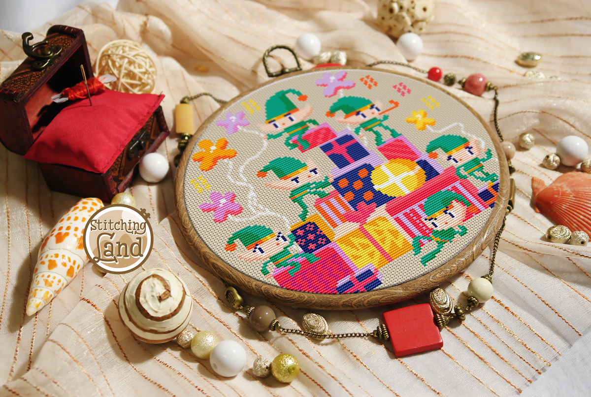 Elves Gifts Cross Stitch Pattern