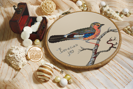 Eurasian Jay Cross Stitch Pattern