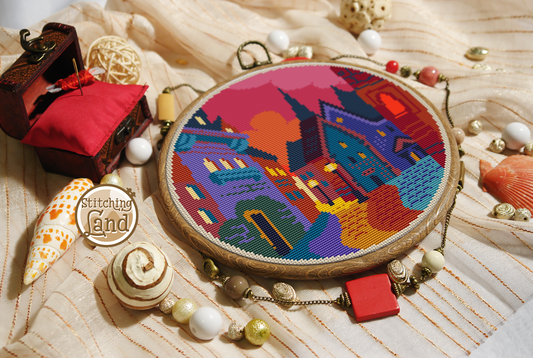 Evening Street Cross Stitch Pattern