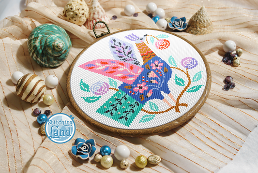 Flower Bird Cross Stitch Pattern