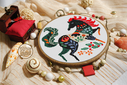 Flower Horse Cross Stitch Pattern