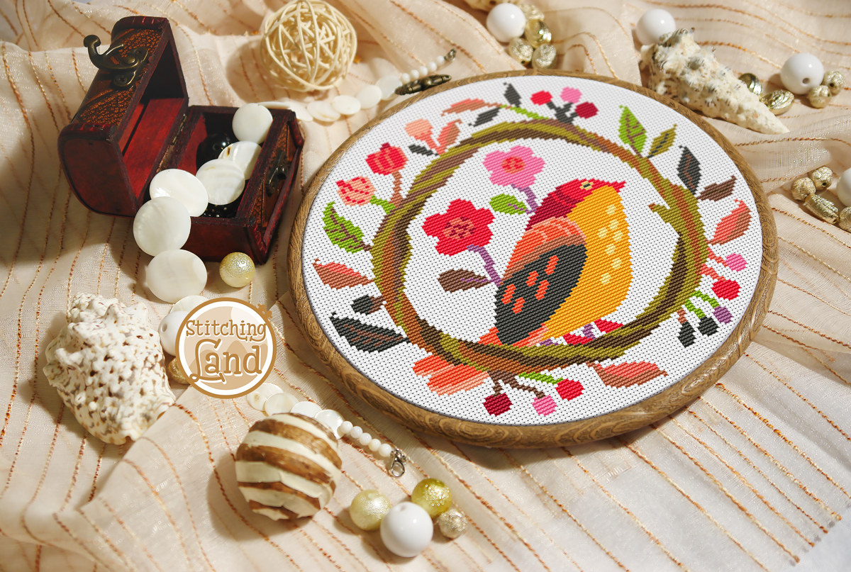 Flower Nest Cross Stitch Pattern