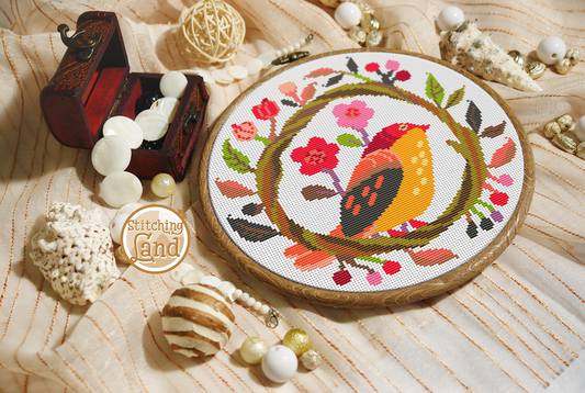 Flower Nest Cross Stitch Pattern