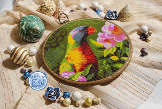 Flower Parrot Cross Stitch Pattern