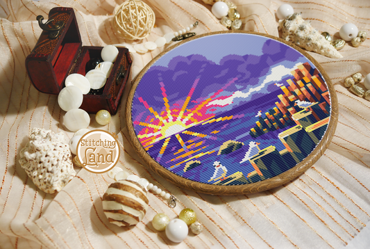 Giants Causeway Cross Stitch Pattern