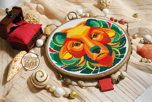 Golden Bear Cross Stitch Pattern