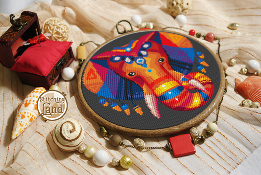 Golden Elephant Cross Stitch Pattern