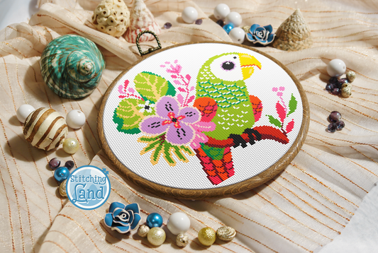 Green Parrot Cross Stitch Pattern