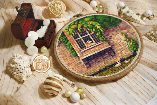 Green Window Cross Stitch Pattern