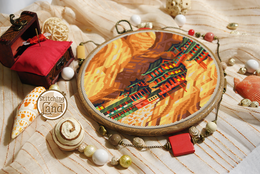 Hanging Temple Cross Stitch Pattern