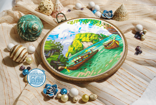 Hawaiian Boats Cross Stitch Pattern