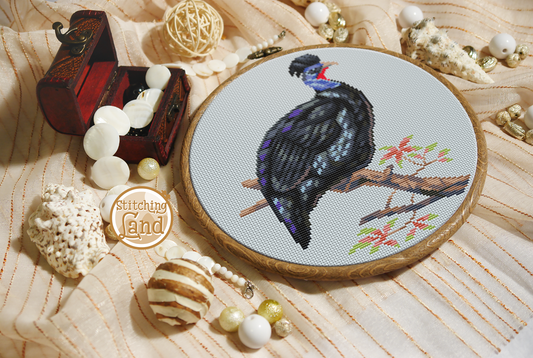 Helmeted Guineafowl Cross Stitch Pattern