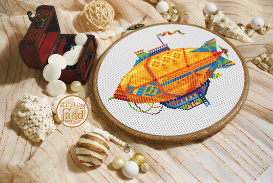 Airship Mandala Cross Stitch Pattern