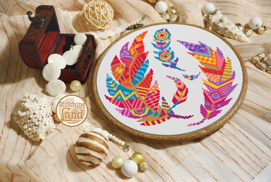 Feathers Mandala Cross Stitch Pattern
