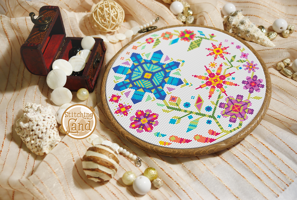 Flowers Mandala Cross Stitch Pattern