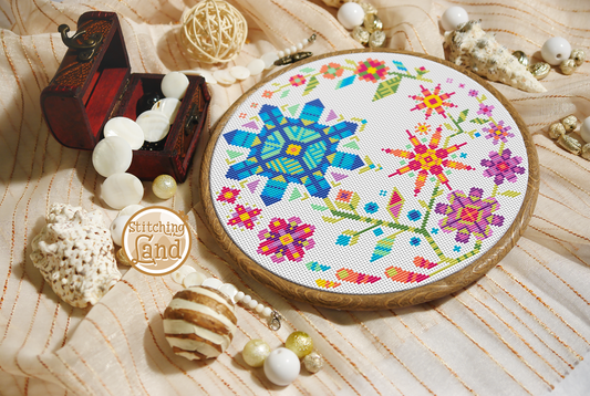 Flowers Mandala Cross Stitch Pattern