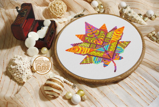 Maple Leaf Mandala Cross Stitch Pattern