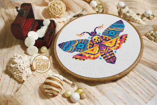 Moth Mandala Cross Stitch Pattern
