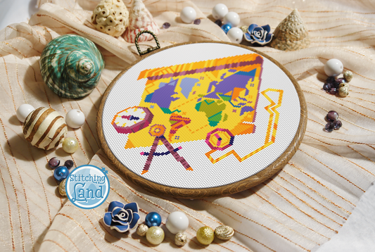 Old Map Mandala Cross Stitch Pattern