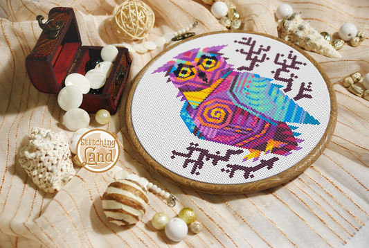 Owl Mandala Cross Stitch Pattern