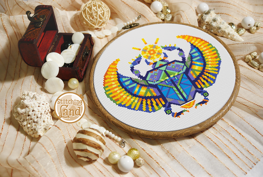 Scarab Mandala Cross Stitch Pattern