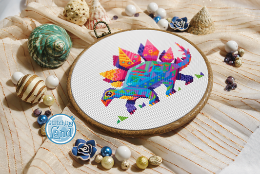 Stegosaurus Mandala Cross Stitch Pattern
